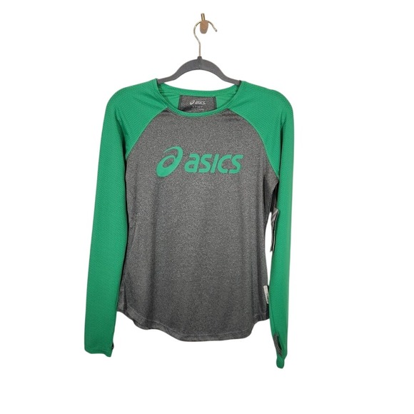 Asics Other - Asics Men's Long Sleeve Running Shirt Top Green Gray Athletic Activewear - Small